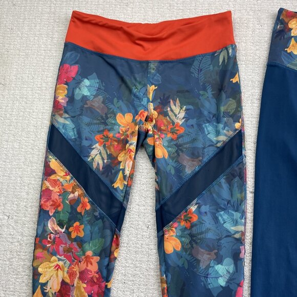 Lot x2 Surin Sport Leggings Athletic Gym / Yoga Floral AOP Tropical Women Sz M - Picture 2 of 16